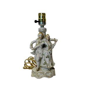 Pioneer Mdse Co NY Vintage 1950 Porcelain Table Lamp Colonial Dancing Couple